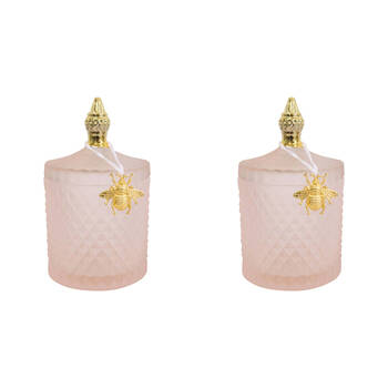 2PK LVD Glass Cruz Trinket Storage Decor Round 18.5cm - Sand