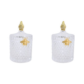 2PK LVD Glass Cruz Trinket Storage Decor Round 18.5cm - Clear