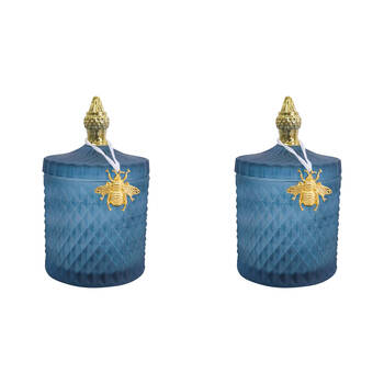 2PK LVD Glass Cruz Trinket Storage Decor Round 18.5cm - Capri