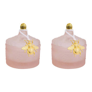 2PK LVD Glass Chloe Trinket Box Storage Decor Round 10cm - Sand