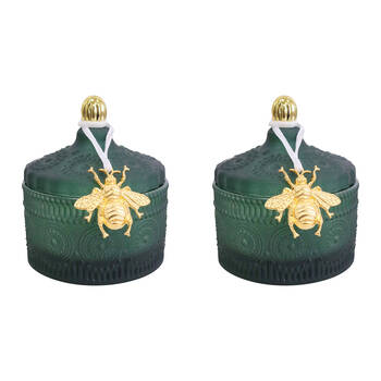 2PK LVD Glass Chloe Trinket Box Storage Decor Round 10cm - Forest