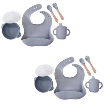 2PK LVD Silicone Baby/Toddler Feeding Dinnerware Set - Grey