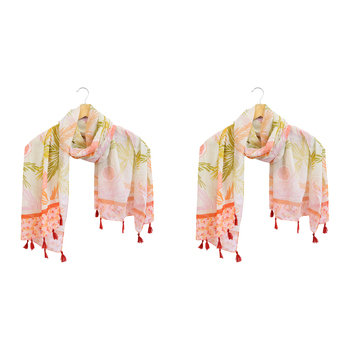 2x LVD Scarf/Sarong Women Beach Shawl Cover Up 90x180cm Polyester Pastel Palms