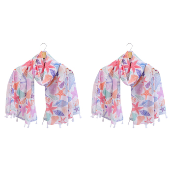 2x LVD Scarf/Sarong Women Beach Shawl Cover Up 90x180cm Polyester Ocean Colour