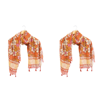 2x LVD Scarf/Sarong Women's Beach Shawl Cover Up 90x180cm Polyester Wild Flower