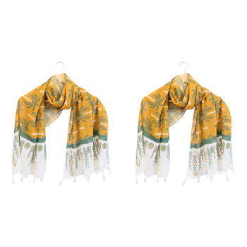 2x LVD Scarf/Sarong Women's Beach Shawl Cover Up 90x180cm Polyester Block Print