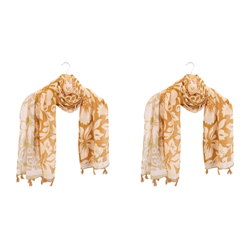 2x LVD Scarf/Sarong Women Beach Shawl Cover Up 90x180cm Polyester Mustard Folk