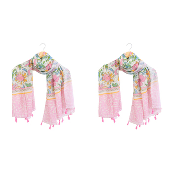 2x LVD Scarf/Sarong Women Beach Shawl Cover Up 90x180cm Polyester Retro Floral