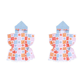 2PK LVD Kids Microfibre Poncho Towel w/ Bag 70cm Crayon