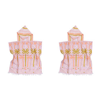 2PK LVD Microfibre Soft Kids Towel Hooded Poncho w/ Bag 70x70cm Escape