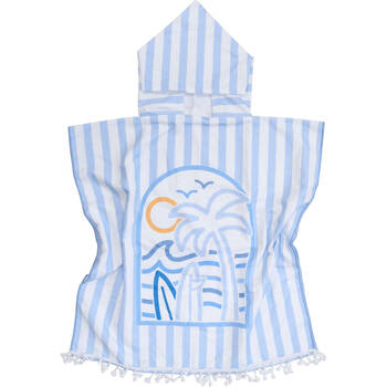 LVD Microfibre Kids Towel Hooded Poncho w/ Bag 70x70cm Summer Blues