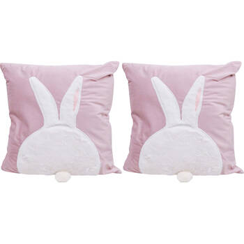 2PK LVD Bunny Tail Decorative Home Cushion Pillow 44x44x10cm Pink/White