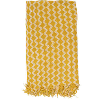 LVD Shell Stone Woven Decorative Zig-Zag Throw Blanket 160x140cm Yellow