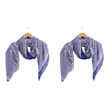 2PK LVD Scarf Sarong Navy Paisley Themed Stylish Womens Fashion