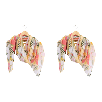 2PK LVD Scarf Sarong Hibiscus Themed Stylish Womens Fashion