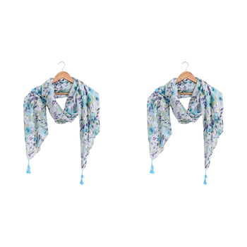 2PK LVD Scarf Sarong Pretty Blues Themed Stylish Womens Fashion