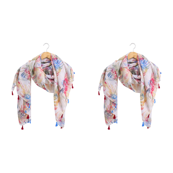 2PK LVD Scarf Sarong Tropicana Themed Stylish Womens Fashion