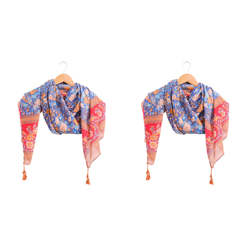 2PK LVD Scarf Sarong Navy Country Themed Stylish Womens Fashion