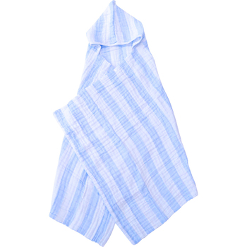 LVD Sky Cotton Hooded Swaddle Baby Wrap 127x66cm - Blue/White