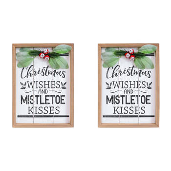 2PK LVD MDF Christmas Wishes Sign Wall Hanging Decor 22x30cm