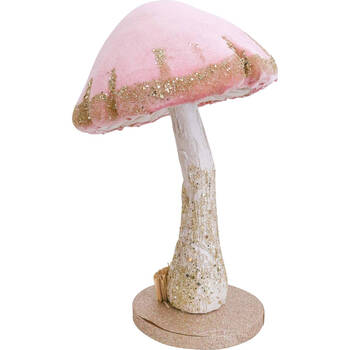 LVD Fairy Toadstool Figurine Decor Large Velvet 26cm - Pink