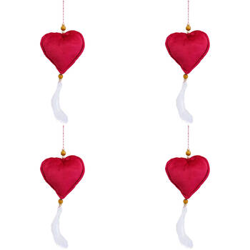 4PK LVD Hanging Heart Home Ornament Decor 14x2cm - Wine Velvet