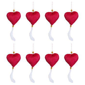 8PK LVD Hanging Heart Home Ornament Decor 14x2cm - Wine Velvet