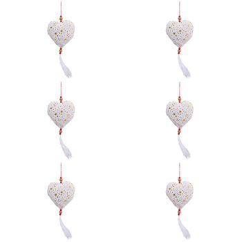6PK LVD Hanging Heart Ornament Nursery Decor 14cm - White/Gold