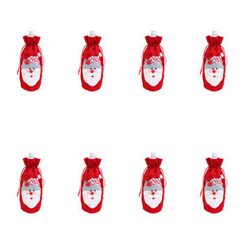 8x LVD Polyester Wine Bottle Cover Holder Santa Bag Christmas Decor 28cm Red