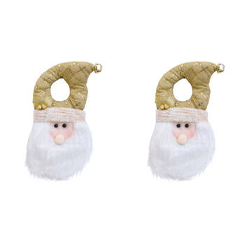2PK LVD Hanging Santa Christmas Door Hanger Festive Decoration 43cm Gold