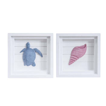 2PK LVD Wall Art Coastal Home/Room Decor 16x16cm - Assorted