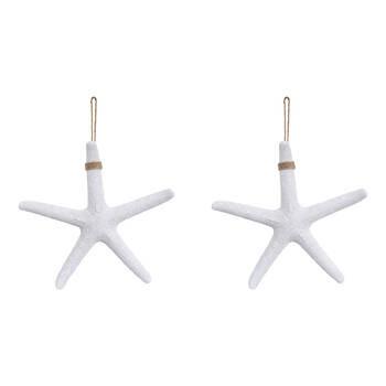 2PK LVD Resin Starfish Textured Sculpture XL 38x38cm White