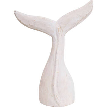 LVD MDF Whale Tail Rustic Sculpture Home Decor XL 30x40cm White