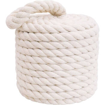 LVD Cotton/Concrete Doorstop Rope Cyl w/ Handle 12cm White