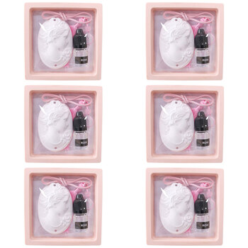 6PK LVD Ceramic/Plastic Scented Hanger w/ Rose Oil Cameo Wardrobe Freshener