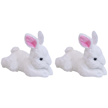 2PK LVD Plush Belly Bunny White Kids/Childrens Stuffed Animal/Soft Toy 0+