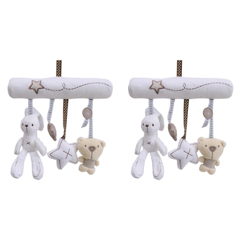 2PK LVD Pram Hanger Bunny Bear Kids/Childrens Stuffed Animal/Soft Toy 0+