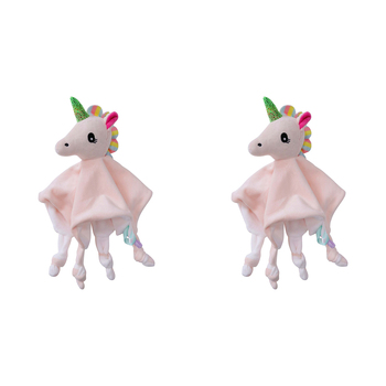2PK LVD Comforter Blankie Rattle Unicorn Home/Nursery Decor Children/Baby 0+ 23cm