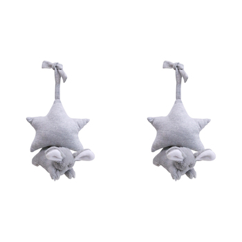 2PK LVD Musical Stretch Bunny Home/Nursery Decor Children/Baby 0+ 16x33cm Grey