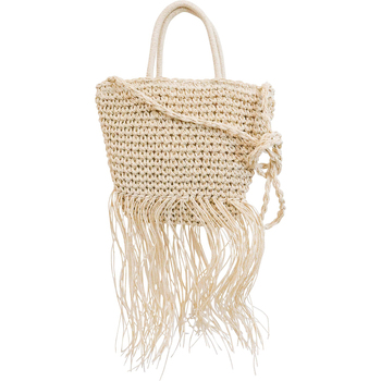 LVD Women's Woven Fringing Handbag/Shoulder Bag 33cm w/ Strap Natural
