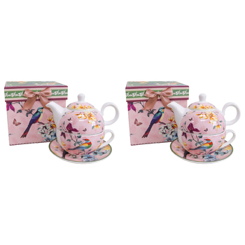 2PK LVD Ceramic Tea Set w/ Box Pretty Birds Home/Kitchen Drinkware