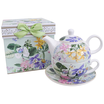 LVD Ceramic Tea Set w/ Box Garden Florals Kitchen Drinkware
