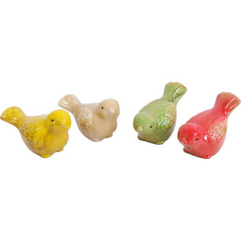 4pc LVD Coloured Birds Ceramic Figurine Garden Decor 9cm