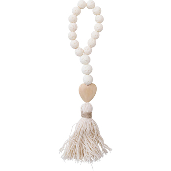 LVD Beaded Stone Hanger Heart w/ Tassel Hanging Ornament Decor