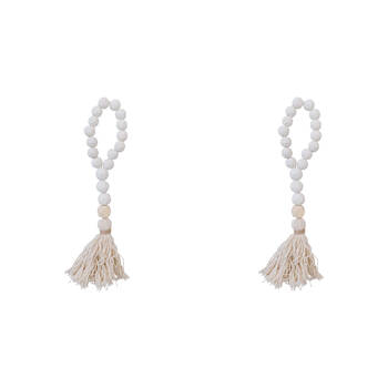 2PK LVD Beaded Stone Hanger w/ Tassel Hanging Ornament Decor 26cm