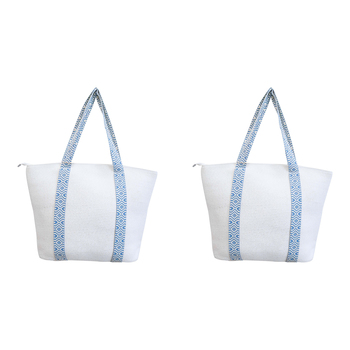 2PK LVD Women's/Ladies Beach Carry All Tote Bag 50x39cm - White