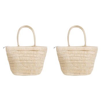 2PK LVD Ladies/Women's Boho Layers Tote Bag 42cm - Natural