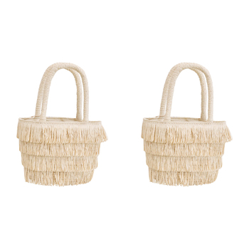 2PK LVD Kids/Children Boho Layers Tote Bag 29cm - Natural