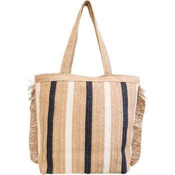 LVD Women's/Ladies Stripe Fringe Tote Bag 47cm - Natural