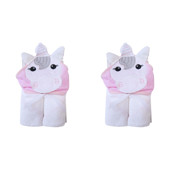 2PK LVD Kids Hooded Soft Towel Unicorn Home Decor/Bathroom 